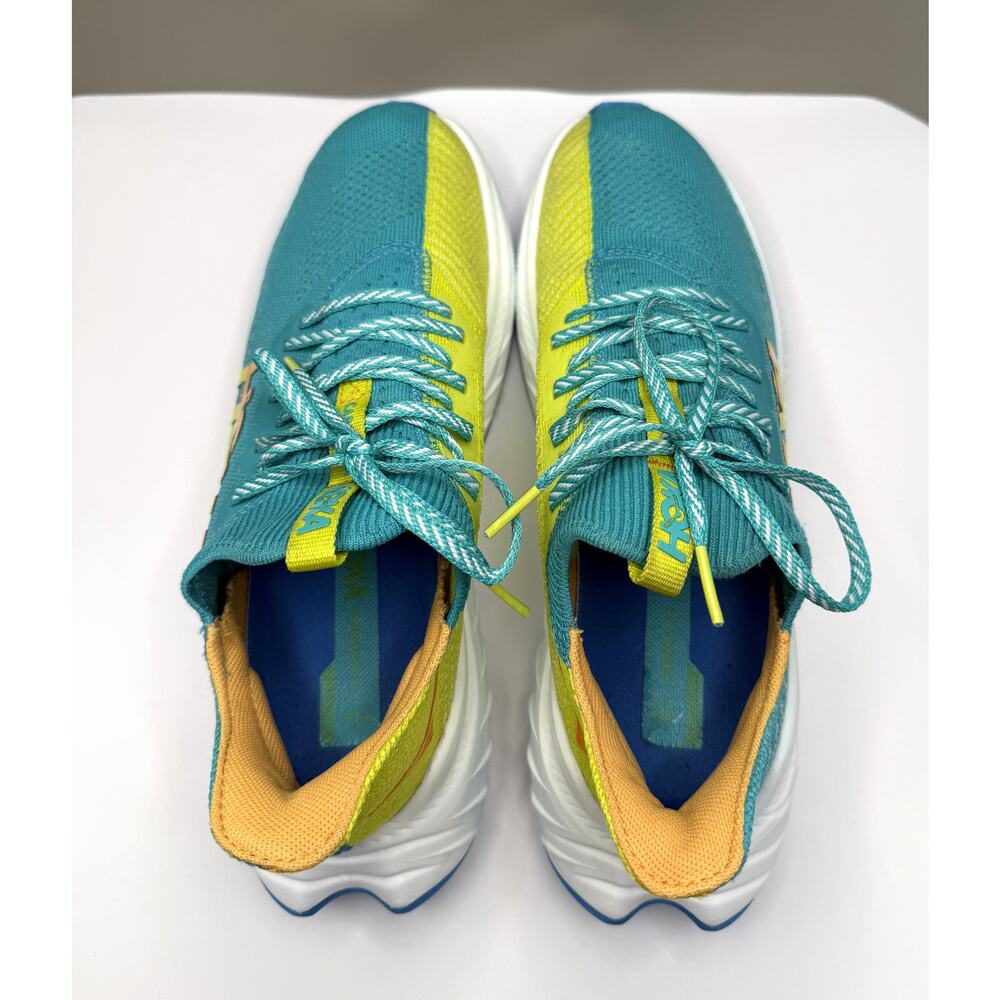 HOKA One One Carbon X 3 Shoes Men’s Sz 9.5B Teal Green Yellow Running Racing - Picture 4 of 10